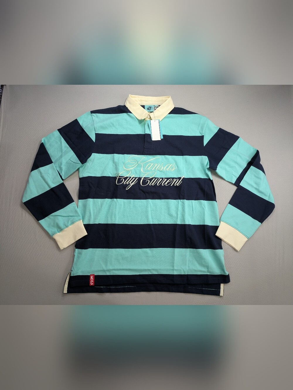 Kansas City Current Rugby Jersey Women's Size L NWSL Striped Rugger Rugby Shirt